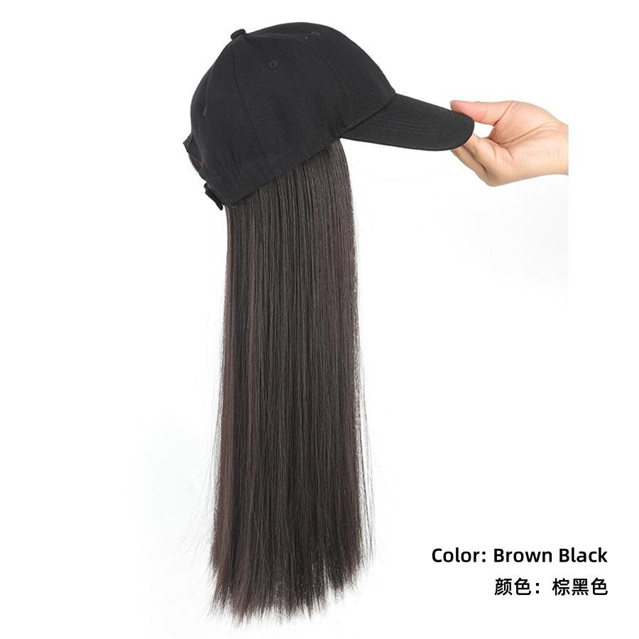Black cap long straight-brown black