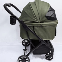 Poussette pliable automatique en aluminium pour chien, OEM & ODM, élégante et personnalisable, chariot double pour chat et chien de taille moyenne avec fonction lavable et durable à gravité.