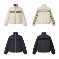 Veste Coach Homme Rétro à Deux Rayures 100% Coton Col Montant Fermeture Éclair Coupe Ample Décontractée Quotidienne Automne S-XL