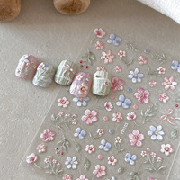 Nouveaux autocollants pour ongles 5D en relief TSZS, motifs floraux printaniers, marguerites, lys, roses, décorations ultra-fines pour manucure