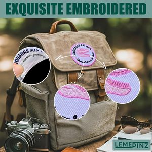 Patch brodé thermocollant ou à coudre sur tissu, motif Dinosaures mangent l'homme, la femme hérite de la Terre, 3 pouces - Product Image 4