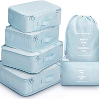 Ensemble de 6 cubes de rangement pour bagages de voyage en nylon de qualité supérieure pour femmes, personnalisés, pour valises