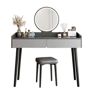 Espelho moderno e espelho iluminado Stand Dresser com espelho e cadeira Dresser com gavetas Dresser Desk para mulheres para o quarto