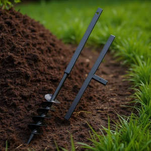 Tarière de forage manuelle en acier noir à double spirale de 3,94 po pour compost et jardinage - Product Image 2