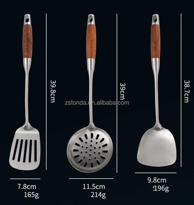BBQ Grillwerkzeug-Set Aus Edelstahl – Mit Holzgriff, Inkl. Zange, Spatel & Gabel
