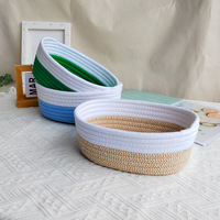 Panier de rangement en coton tissé, vente en gros, paille, jouet pour bébé, conteneur à linge, vêtements, paniers