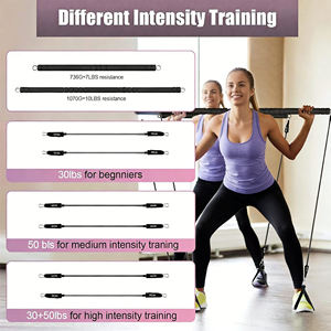 <span class=keywords><strong>Barre</strong></span> de fitness pour exercices à domicile, yoga, avec bande de résistance renforcée de 160 livres, noire, réglable, ensemble de cordes de traction pour Pilates - Product Image 4