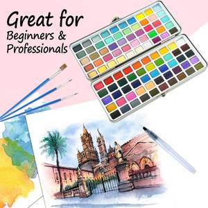 XinyiArt pieghevole artisti professionisti viaggio solido acquerello Set di colori 100 arte pigmento torta <span class=keywords><strong>con</strong></span> pennello ad acqua matita - Product Image 6