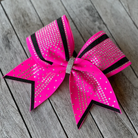Chaud Rose Paillettes Vinyle Sublimé Cheer Bow Néon Strass Cheer Bow Cancer Sensibilisation Ruban Chaussettes & Gear Personnalisé
