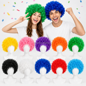 Peluca Afro Rizada Colorida para Adultos, Peluca de Payaso para Fiestas, Postizo de Pelo Sintético para Celebraciones Festivas y Eventos Promocionales - Product Image 1