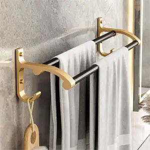 Aluminium-Doppel-Badehandtuchständer 24-Zoll-Handtuchregale für Badezimmer Wandhalterung Handtuchständer