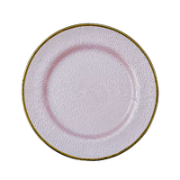Assiettes de présentation décoratives en verre or rose de 13 pouces, rondes et rayées, pour mariage, vente en gros