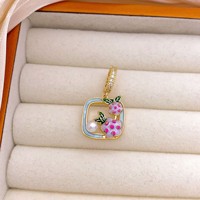 Pendentif Fleur Perle Style Peinture à l'Huile Jardin de Monet pour Femme, Vintage, Élégant, Inaltérable, Accessoire Polyvalent pour Dropshipping