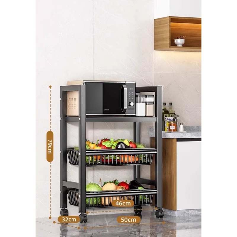 Nero 3 strati - lunghezza 50 cm - 2 cestini 1 ripiano