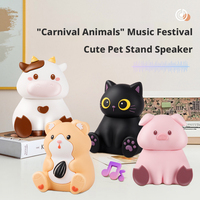 Adorable mini haut-parleur Bluetooth 5.2 en forme d'animal de dessin animé, son 3W, avec support de téléphone rétractable, pour cadeau d'anniversaire et divertissement quotidien