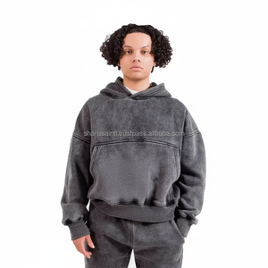 2024 High Quality Heavyweight Acid Washed Hoodie and <b>Sweatpants</b> <b>Set</b> Vintage Custom Mens French Terry Cotton Streetwear Tracksuit - Product Image 1