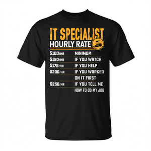 T-shirt avec tarif horaire du spécialiste informatique pour les travailleurs de la maintenance technique, cadeau amusant - Product Image 2