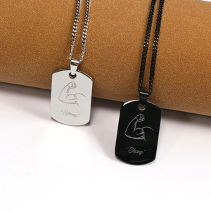 Collar <span class=keywords><strong>de</strong></span> acero inoxidable para hombre con cadena <span class=keywords><strong>de</strong></span> eslabones, nuevo diseño, etiqueta rectangular <span class=keywords><strong>de</strong></span> frase inspiradora grabada personalizada para niños - Product Image 1