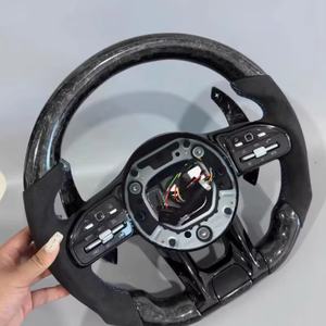 Volante de coche de costura azul de fibra de carbono forjado de alto lujo para <span class=keywords><strong>Mercedes</strong></span> <span class=keywords><strong>Benz</strong></span> W223 C CLASS W204 C63 W212 W218 W207 W172 - Product Image 4