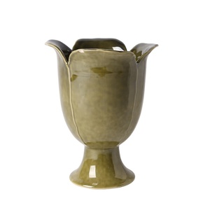 Jarrón de Cerámica Creativo Personalizado de Estilo Nórdico Moderno y Ecológico, con Forma Especial y Base Alta, para Arreglos Florales Secos en 3D - Product Image 5