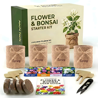 Kit de démarrage pour la culture de bonsaïs d'intérieur, sacs de plantation en jute écologique, graines de fleurs, disques de terre, outils de jardinage, kit cadeau pour la maison et le jardin