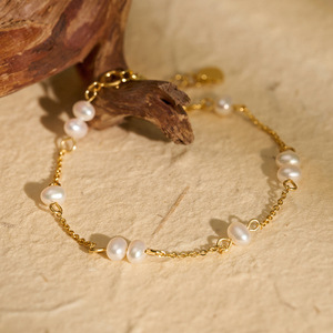 Dainty bracciale con perle in acciaio inossidabile placcato oro 18 carati Femme Ladies <span class=keywords><strong>damigella</strong></span> d'onore braccialetti con perline da sposa da donna - Product Image 4