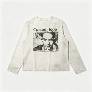 Camiseta Vintage para <span class=keywords><strong>Hombre</strong></span>, Lavada al Ácido, con Estampado de Retrato Desgastado, de Manga Corta, Estilo Retro Grunge, Unisex - Product Image 1