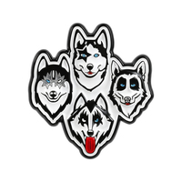Broche en émail de dessin animé Husky Rock Band, amusante, noir et blanc, avec quatre têtes de chien, en métal, pour veste, revers, badge, bijou, cadeau pour fans et amis
