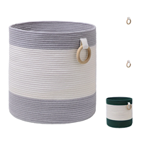 Panier à linge pliable Nuohui en tissu de coton tressé, multi-usages, pour jouets et vêtements, durable, robuste, avec poignée en bois