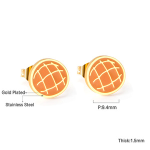 Creativo lindo Acero inoxidable Pizzas croissant panadería <span class=keywords><strong>berenjena</strong></span> lindos pendientes divertidos <span class=keywords><strong>hamburguesa</strong></span> Stud pendiente para niños chico - Product Image 3