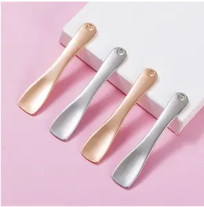 High Quality 6cm Electroplating Metal Facial Care Spatula Cheap Price Mini Small Eye Cream Scoop Zinc Alloy Cosmetic Spoon