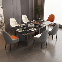 Ensemble Table et Chaises de Salle à Manger Modernes de Style Italien, Design Minimaliste Luxe Léger avec Dossier Durable pour Maison ou Hôtels