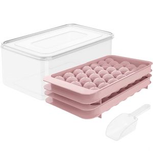 Moule à glaçons rond en silicone pour petites sphères avec rebord et plateau circulaire en plastique - Product Image 4