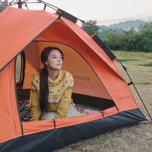 Tente Openway pour 3-4 personnes, simple couche, 2x2x1,35m, ouverture rapide, quatre saisons, imperméable, tente de camping orange - Product Image 4