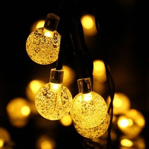 ไฟประดับสวนกลางแจ้ง พลังงานแสงอาทิตย์ 30 หลอด LED ลูกบอลคริสตัล ไฟตกแต่งแบบสาย - Product Image 4