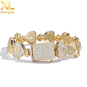 Pulsera de Plata S925 con Moissanita para Hombre, Diseño Europeo Americano, Cadena Cubana de 15mm con Bolsa de Dinero, Joyería de Moda - Product Image 1