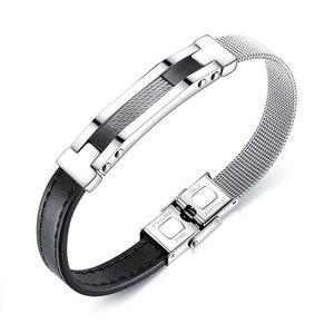 Conception personnalisée de bonne qualité bijoux fins fil d'acier inoxydable maille <span class=keywords><strong>Bracelet</strong></span> en <span class=keywords><strong>cuir</strong></span> pour hommes - Product Image 1