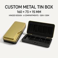 Kundenspezifische OEM 6-Farben Make-up-Dose aus Metall, Bi-Fold Klapppalette, Kompakte Kosmetikbox-Lösung, Fabrik B2B Lieferant