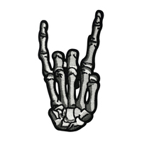 Parches Bordados Personalizados con Logotipo, Diseño de Mano de Esqueleto, Parches Termoadhesivos, Mini Parches de Velcro Personalizados para Motociclistas