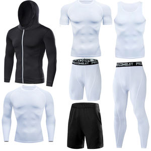 Компрессионный комплект из 7 предметов, высококачественный Мужской Быстросохнущий Спортивный костюм из полиэстера, тренировочная спортивная одежда, спортивный костюм - Product Image 2