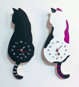 Reloj de péndulo de gato, reloj de pared de gato de madera que no hace tictac, reloj de animales de alta precisión súper silencioso para habitación de niños - Product Image 6