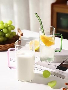 2025 New Square 400ml rõ ràng bia uống <span class=keywords><strong>Mug</strong></span> tái sử dụng chịu nhiệt Glass Tumbler cup với màu xử lý - Product Image 2