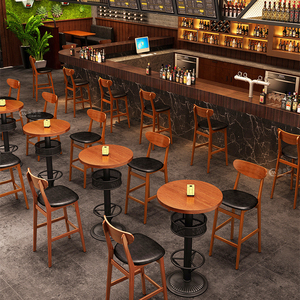 Ensemble de meubles <span class=keywords><strong>pas</strong></span> chers, design rétro pour pub, restaurant, bar, table haute en bois, tabourets, unité de bar, meubles de bar, meubles de pub - Product Image 2
