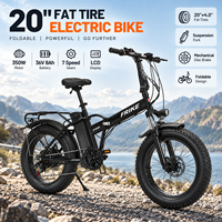Vélo de montagne électrique tout-terrain pour adultes, cadre en acier à haute teneur en carbone, 350W, 7 vitesses, pneus larges 20*4'', frein à disque rapide 30KM/H, E-MTB
