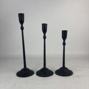Decorwell Bộ 3 Thanh Lịch Mộc Mạc Màu Đen Sắt Handmade Đa-Chức Năng Nến Chủ Sở Hữu Trang Trí Nội Thất Bảng Trung Tâm - Product Image 1