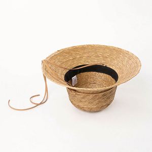 2025 New Arrival Fashion Trendy Palm Straw Floppy <b>Hat</b> Outdoor Travel Sunscreen Wide Brim Straw <b>Bucket</b> <b>Hat</b> <b>with</b> Windproof <b>Strings</b> - Product Image 5