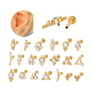 YICAI 316L Acero quirúrgico Clear Cubic Zircon Monroe Cartílago <span class=keywords><strong>Medusa</strong></span> Back <span class=keywords><strong>Piercing</strong></span> Internamente Roscado Cluster Lip <span class=keywords><strong>Piercing</strong></span> - Product Image 1