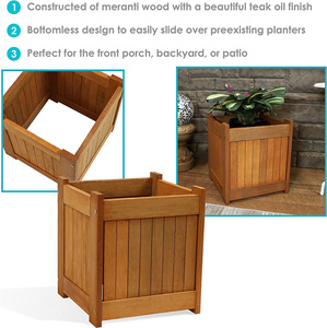 أصيص زهور خشبي بلا قاع أصيص زهور خشبي للحديقة الداخلية والخارجية ، - Product Image 4