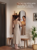 Miroir Mural Vintage Nordique en Bois Massif Demi-Hauteur avec Rangement Caché Transportable pour Chambre à Coucher Vente en Gros CYJ043