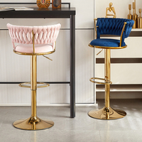 Chaise de Bar nordique grand comptoir meubles or métal velours dos luxe cuisine cuir moderne tabouret haut chaises de Bar pour Table de Bar
